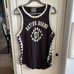 Native Borne dark gray and White Tank Top
